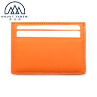 Dompet Kartu Saku Mewah Logo Kustom Anti Maling Tipis Kulit Asli Pemblokir Rfid Tempat Kartu Kredit Bisnis