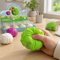 Jouet anti-stress souple en forme de blocs de chou, emballage en boîte PET