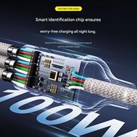 Cable de Datos Tipo-C Trenzado de Nailon 3 en 2, Carga Rápida PD de 100W, USB-C para Teléfonos Android, Laptops, Dispositivos iOS, Compatible con Cámaras