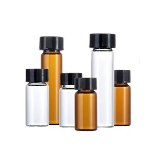 Tip 1 borosilikat cam 1/2 / 3/ 2.7 / 4 / 8 / 16 Dram 4 8 10 15 30 60 Ml açık kehribar siyah kapaklı cam vidalı üst şişeler - Product Image 1