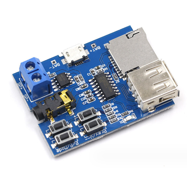 MP3 decoding board Built in amplifier Decoder TF card USB decoding player module