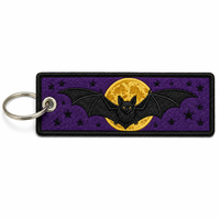 Porte-clés personnalisé en tissu brodé avec logo, motif sorcière d'Halloween, breloque effrayante, cordon, cadeau en gros