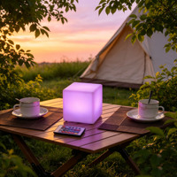 Lampe de table décorative en forme de cube à LED changeant de couleur, rechargeable par USB, télécommande, lampe de table à manger, lampe d'ambiance pour le camping