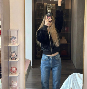 Nuova Moda: Giacca Corta da <span class=keywords><strong>Donna</strong></span> in Finta <span class=keywords><strong>Pelliccia</strong></span> di Visone Ecologica, <span class=keywords><strong>Collo</strong></span> Alto con Zip, Vendita Calda - Product Image 6