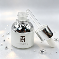 Flacons compte-gouttes en verre d'huile de visage vide avec placage or argent collier 20ml 30ml sérum rond flacon compte-gouttes à ampoule blanche