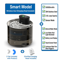 Fontaine à eau pour chat en acier inoxydable sans fil pour chats d'intérieur et petits chiens, distributeur rechargeable, fontaine à eau automatique pour chat