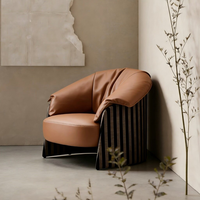 Fauteuil de salon moderne de luxe avec rembourrage en mousse 45D et fibres de plumes, base en acier carbone, fauteuil d'appoint rembourré pour salon