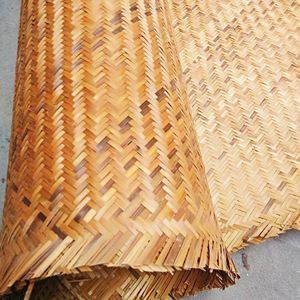 Handmade Bamboo Woven Mat 1.2x2 1.5x2 1.8m <b>Green</b> Yellow Decorative For Home Teahouse Interior Decoration - Product Image 2