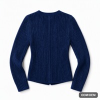 Cardigan décontracté bleu marine pour femme, col en V, pull en maille respirant, boutons étoiles dorées, couronne brodée, manches longues, chaud pour l'hiver, OEM