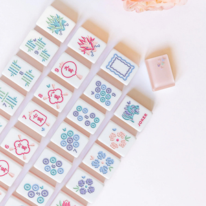 Juego de Mahjong de Acrílico Transparente en Rosa y Azul |   Azulejos de Estilo Americano de Lujo de 3 Capas para una Elegancia Transparente - Product Image 5