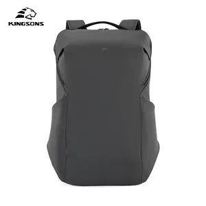 Kingsons BSCI supplier GRS 600D RPET polyester 15.6 inch laptop backpack office computer bag travel custom waterproof business