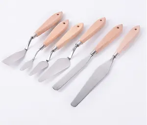 18 Kích Thước Khác Nhau Thép Không Gỉ Tay Cầm Bằng Gỗ Palette Knife Set Sơn Dầu Sơn Thìa