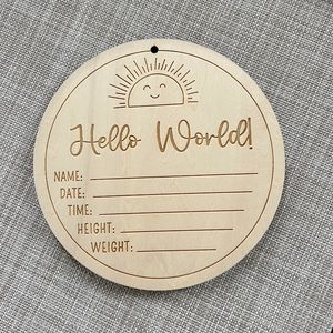 Cartes de jalons mensuels et signes d'annonce de naissance en bois perforé gravé double face - Product Image 2