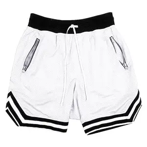 Moda Alta Qualidade Poliéster mens desenhar corda ginásio suor personalizado malha zipper basquete shorts