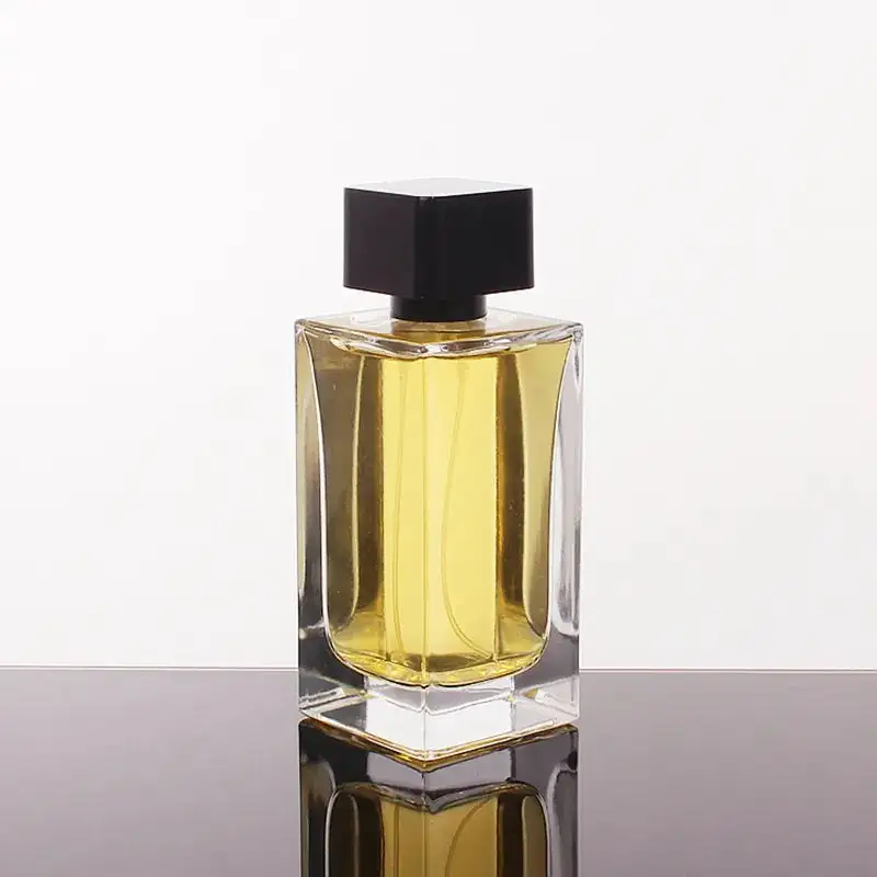 Desain baru persegi 50ml 100ml unik vintage parfum botol mewah kosmetik kabut semprot pompa botol kaca