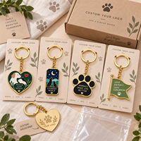 Porte-clés Métalliques Mignons Animaux Sauvageons en Émail Forme Cœur Patte Drapeau Laiton Alliage de Zinc Faits à la Main Ensemble Souvenir OEM ODM