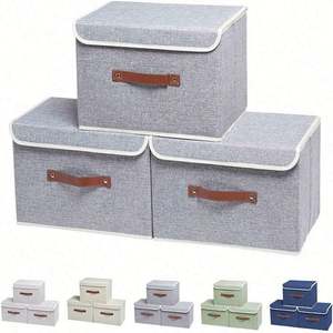 Factory Direct Sale Popular <b>Cabinet</b> Foldable Linen Fabric Toy Kids Storage Box With Lid - Product Image 3