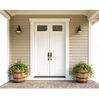 Porte d'entrée intérieure moderne en bois massif avec panneaux en verre, porte intérieure en bois massif peinte en blanc pour chambre de villa