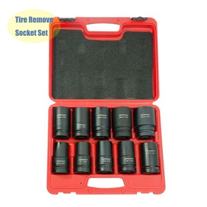 VIKTEC Jeu de 10 douilles à chocs profonds 1 "6 points <span class=keywords><strong>pour</strong></span> roues automobiles, suspensions, cadres <span class=keywords><strong>et</strong></span> essieux, entretien <span class=keywords><strong>et</strong></span> réparation de camions - Product Image 1