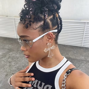 Lunettes de soleil carrées sans monture incrustées de diamants Super Personality 2024, nouvelles lunettes de protection UV pour hommes - Product Image 6