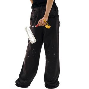 Wholesale 100% Cotton French Terry Paint Style Baggy <b>Carpenter</b> <b>Pants</b> Classic Distressed Fade Washed Double Knee <b>Men's</b> <b>Pants</b> - Product Image 2