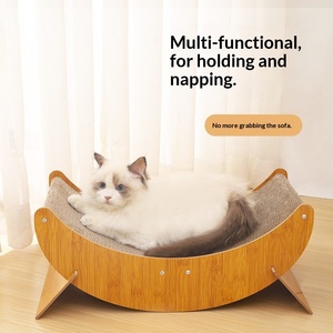 Wholesale Wear-Resistant Non-Shedding Customizable Minimalist Wooden Crescent Shape Cat Scratching Board Cat <b>Bed</b> Cat Sofa Made - Product Image 4