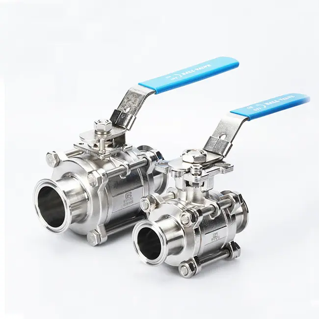 QINFENG Custom Size OEM ODM Sanitary Stainless Steel Clamped Ball Valve Manual 3pcs Ball Valve For Food And Beverage