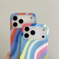 Coque de téléphone portable Senyork à rayures brillantes arc-en-ciel IMD pour iPhone 17E 16 Pro Max 15 14 Plus 13 12 11, coque arrière souple en TPU OEM