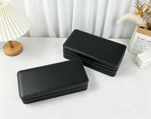 Premium PU leather watch box with soft velvet lining precise stitching zipper closure for watch storage - Product Image 1