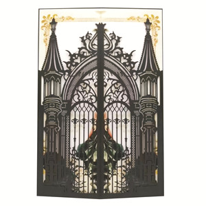 Tarjeta de invitación de boda con diseño de castillo en encaje negro cortado a láser, en stock. - Product Image 1