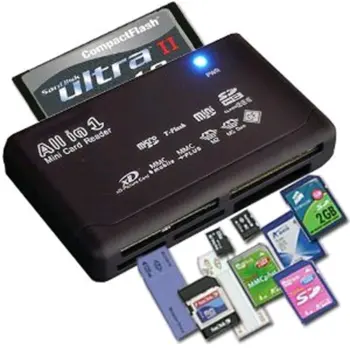 High Quality All in One USB External Memory Card SD Mini Micro M2 MMC XD CF Reader Black