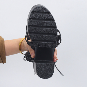 Женские сапоги-гладиаторы на платформе с открытым носком, на высоком каблуке-босоножке, черные, на шнуровке, с вырезами, для вечеринок и клубов - Product Image 6