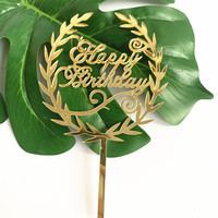 Trendy Transparent Leaf Cake Topper Alles Gute zum Geburtstag Hochzeits dekor Benutzer definierter Name Personal isierte Ins Thema Feier Kuchen Zeichen