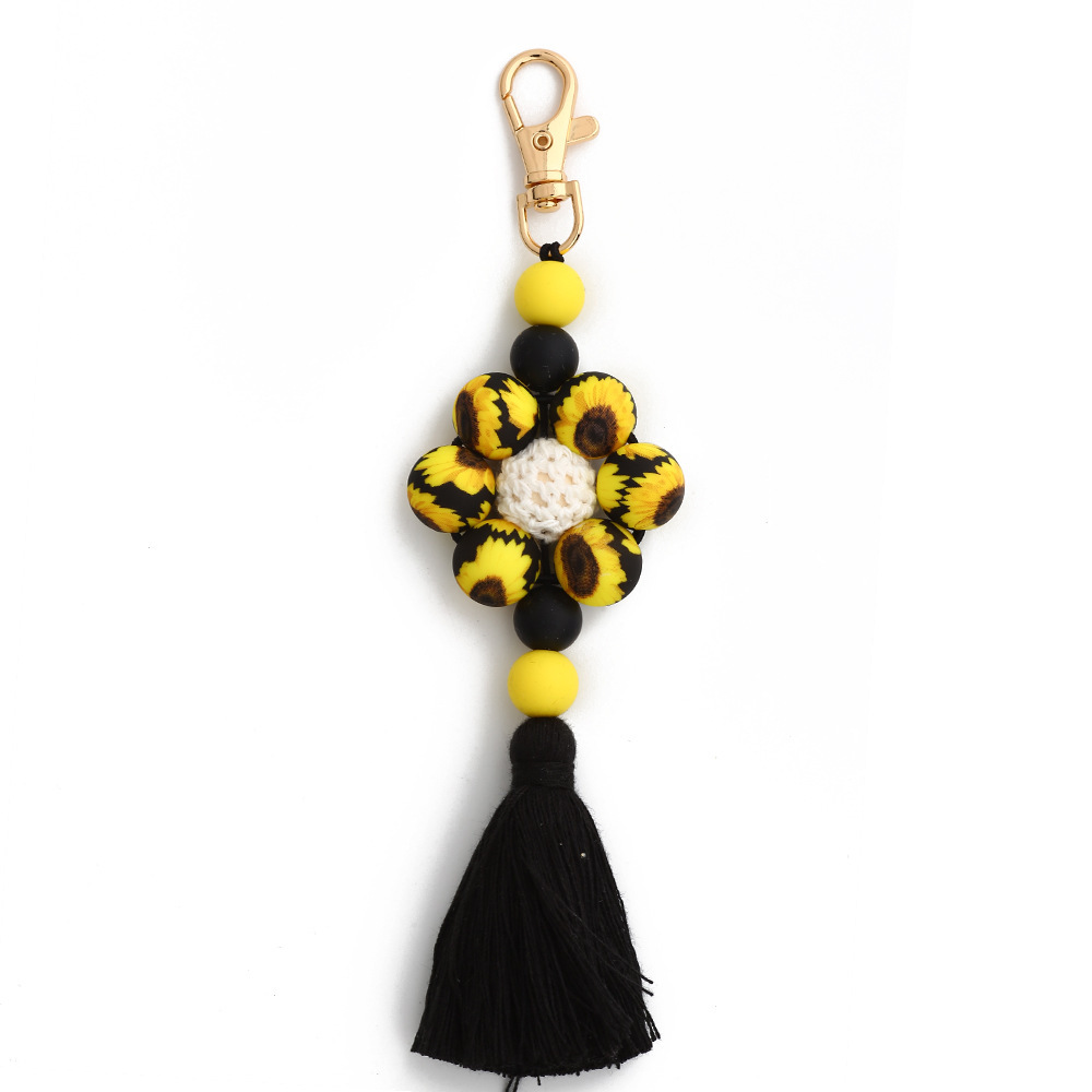 In Stock a Set Lovely Flowers Silicone Bracelet Pencil Heart TEACH Letters Pendant Wristlet Keychain With Tassel Image 2