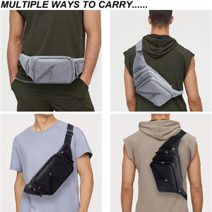Riñonera impermeable de gran capacidad al por mayor con soporte para botella de agua, riñonera de viaje con múltiples bolsillos, riñonera deportiva informal - Product Image 6