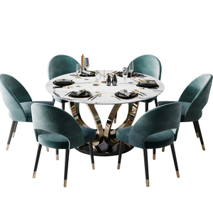 Mesa y <span class=keywords><strong>sillas</strong></span> de <span class=keywords><strong>comedor</strong></span> de mármol, pierna dorada, para cocina, hotel, económica, victoria, 2020 - Product Image 6