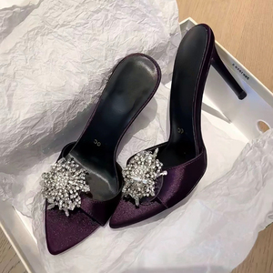 8CM Trendy Shiny Gold Summer Fashion Slipper Open Toe Gold Fashion <b>Heels</b> for Women - Product Image 1