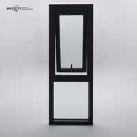Fenêtre à auvent moderne en aluminium avec verre trempé, ouverture verticale, étanche et insonorisée pour maison et bureau