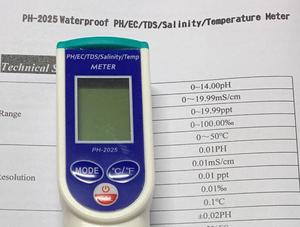 ปากกาวัดคุณภาพน้ำ CHINCAN PH-2025 กันน้ำ วัดค่า PH EC TDS ความเค็ม พร้อมเทอร์โมมิเตอร์ รับประกัน 1 ปี แบบพกพาอเนกประสงค์ - Product Image 4