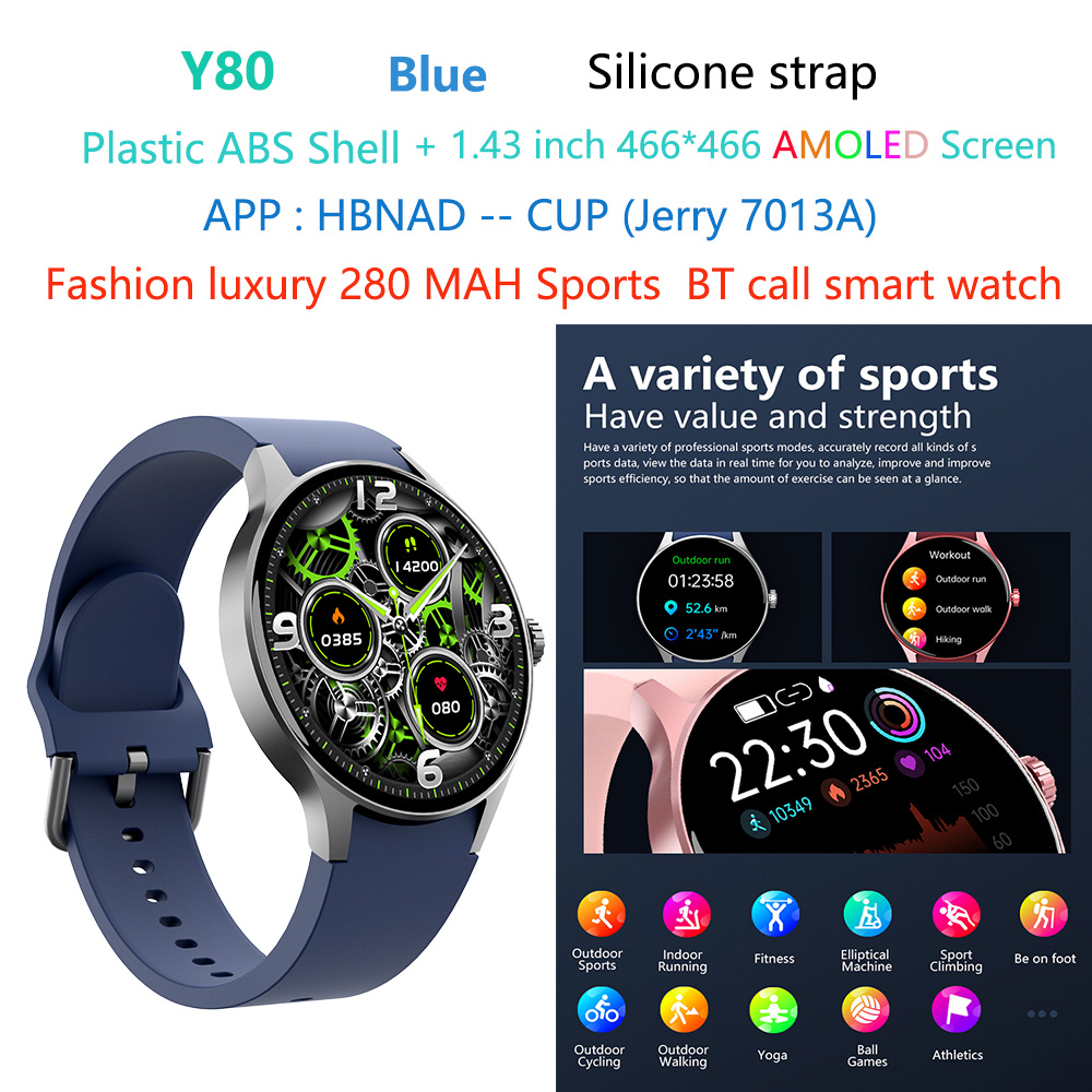 Orologio intelligente di lusso blu Y80-AMOLED