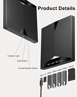 7-in-1 External CD/DVD Drive 24X CD Burner 8X DVD Writer, USB 3.0 Portable Optical Drive with 4-Port Hub & SD/TF Card Reader