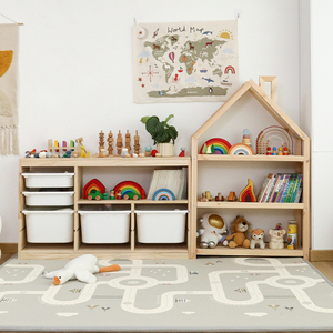 Mobili per camera dei bambini giocattoli per bambini armadi di stoccaggio per bambini libreria giocattolo organizer scaffale libro armadietto in legno scatola di immagazzinaggio in plastica - Product Image 3