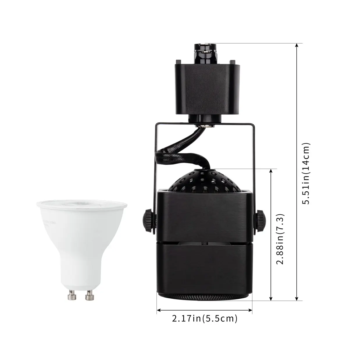 ETL listed Black H Type Rail with 8W GU10 Bulb Square Ceiling Spotlight LED Track Lighting Heads