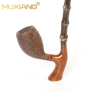 Muxiang Heather Wood Pipe Bamboo Joint Long Handle Tobacco Pipe For Men Smoking - Product Image 3