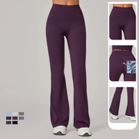 Pantalon de yoga évasé anti-rides invisible, taille haute, large, pour le sport, en Spandex/Nylon, séchage rapide et respirant