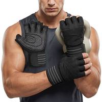 Gants de fitness demi-doigts anti-callosités pour hommes et femmes avec support intégré du poignet pour l'haltérophilie et l'entraînement de force