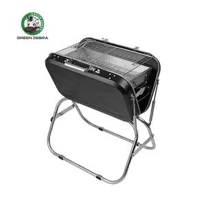 Rvs Grote Aktetas Draagbare Outdoor Camping Opvouwbare Bbq Houtskool Barbecue Grill Met Lange Benen