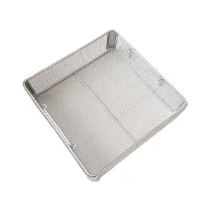 Extended rectangular Stainless Steel Wire Mesh Sterilization Basket For Medical Autoclave Tray