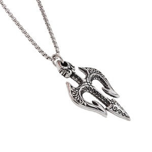 Collar de Acero Inoxidable de Moda con Colgante Tridente del Rey de los Mares de Titanio Vintage, Venta al por Mayor, Ícono del Tridente de Poseidón - Product Image 4