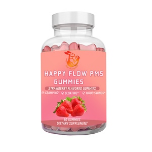 Gummies Happy Flow PMS à Marque Blanche avec Vitamine D et Extrait de Safran pour le Confort Menstruel, l'Équilibre de l'Humeur et le Soutien Hormonal - Product Image 1